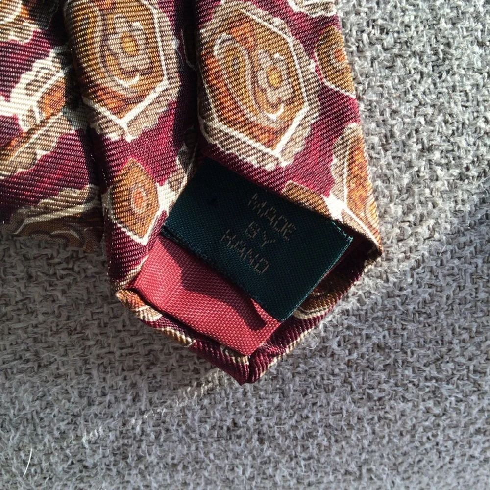 J.Crew Burgundy and Gold Paisley Silk Tie